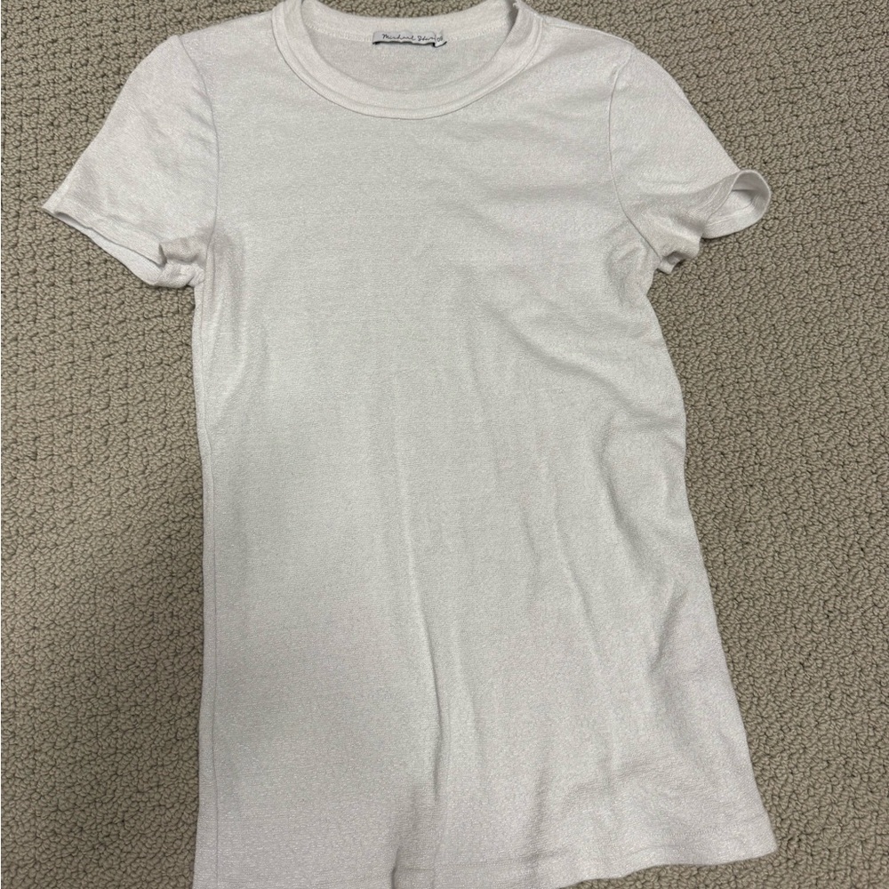 White Michael stars shimmer crewneck tee
